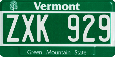 VT license plate ZXK929