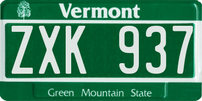 VT license plate ZXK937