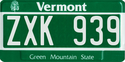 VT license plate ZXK939