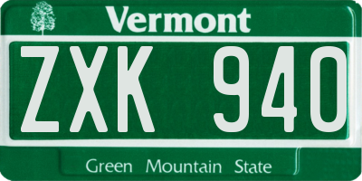 VT license plate ZXK940