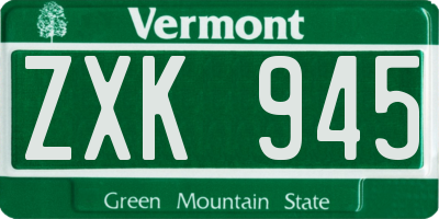 VT license plate ZXK945