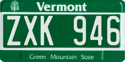 VT license plate ZXK946