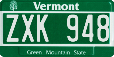 VT license plate ZXK948
