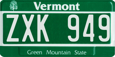 VT license plate ZXK949