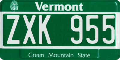 VT license plate ZXK955