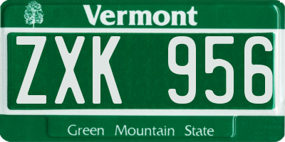 VT license plate ZXK956