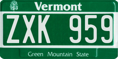 VT license plate ZXK959