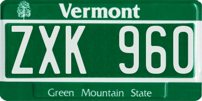 VT license plate ZXK960