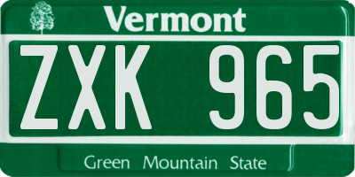 VT license plate ZXK965