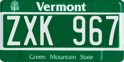 VT license plate ZXK967