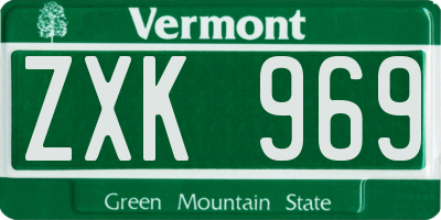 VT license plate ZXK969
