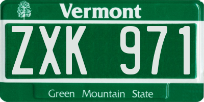 VT license plate ZXK971