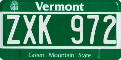 VT license plate ZXK972