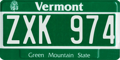 VT license plate ZXK974