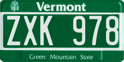 VT license plate ZXK978