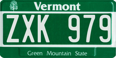 VT license plate ZXK979