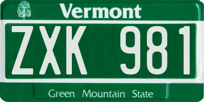 VT license plate ZXK981