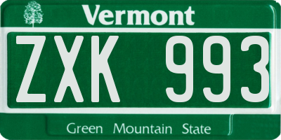 VT license plate ZXK993
