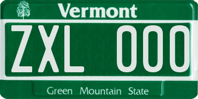 VT license plate ZXL000
