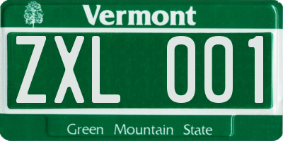 VT license plate ZXL001