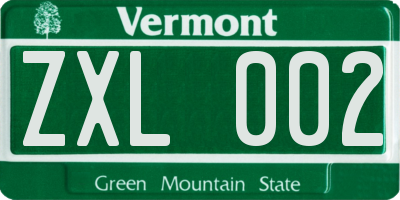 VT license plate ZXL002