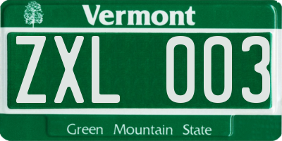 VT license plate ZXL003
