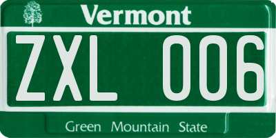 VT license plate ZXL006
