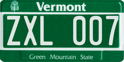 VT license plate ZXL007