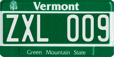 VT license plate ZXL009