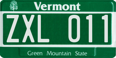 VT license plate ZXL011