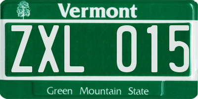 VT license plate ZXL015