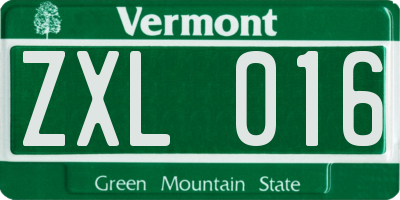 VT license plate ZXL016