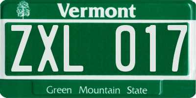 VT license plate ZXL017