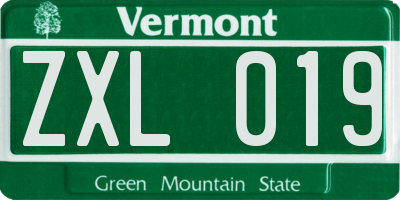 VT license plate ZXL019