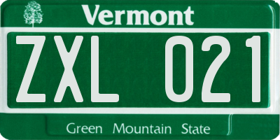 VT license plate ZXL021