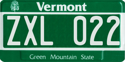 VT license plate ZXL022
