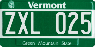 VT license plate ZXL025