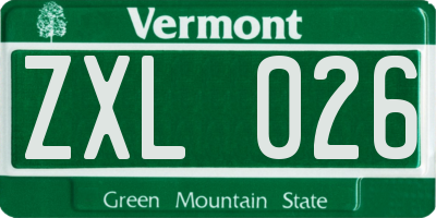 VT license plate ZXL026