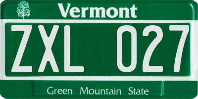 VT license plate ZXL027