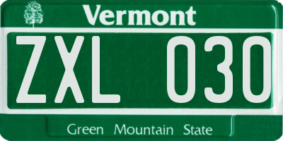 VT license plate ZXL030
