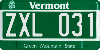 VT license plate ZXL031
