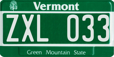 VT license plate ZXL033