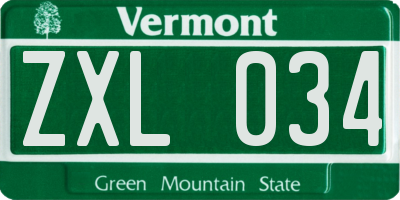 VT license plate ZXL034