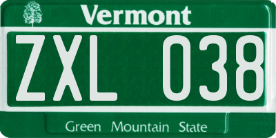 VT license plate ZXL038