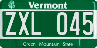 VT license plate ZXL045