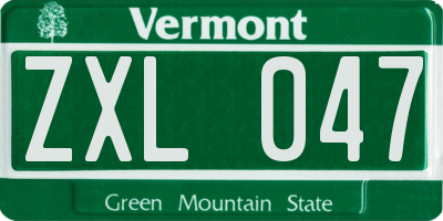 VT license plate ZXL047