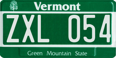 VT license plate ZXL054