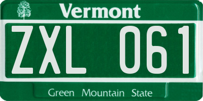 VT license plate ZXL061