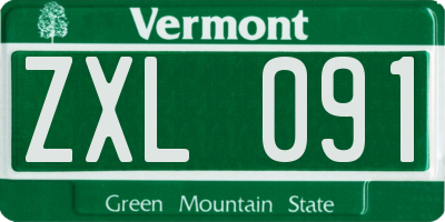 VT license plate ZXL091