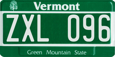 VT license plate ZXL096